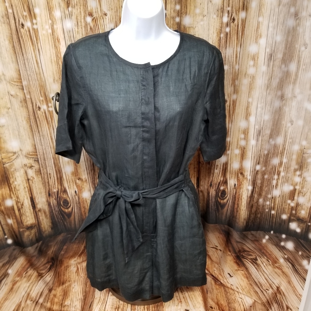 Banana Republic Charcoal Gray Women's Sz. 8 Short Sleeve Adjustable Waist Romper